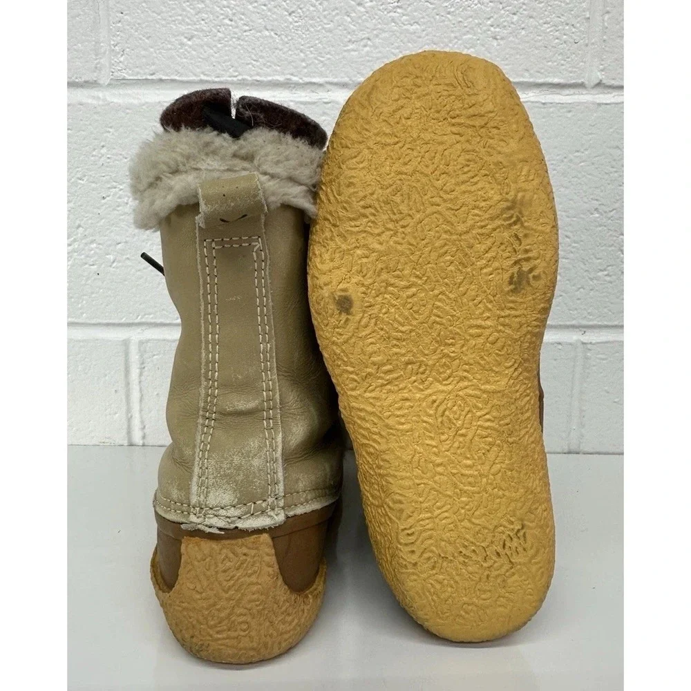 Vintage 80s Sorel Nanook Insulated Canadian Leather Winter Boots‎ Wool Liners 8